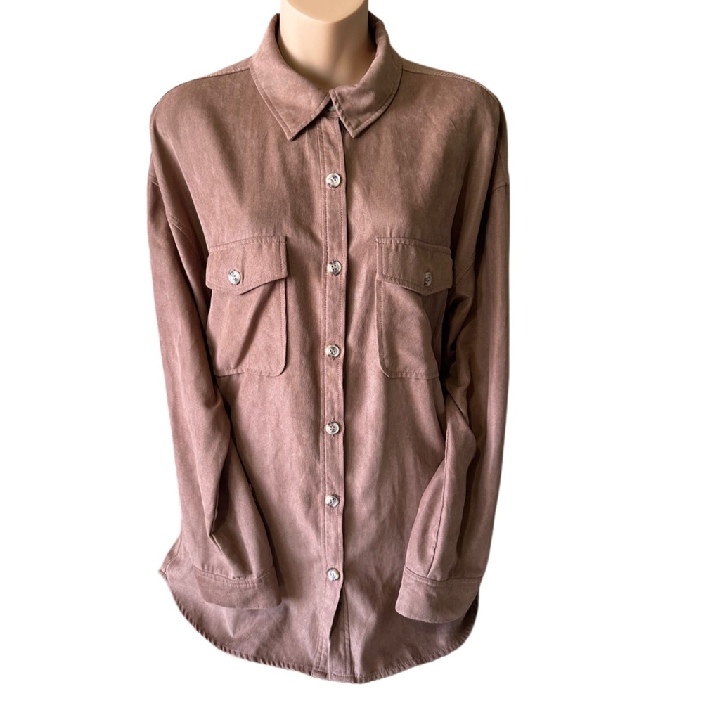 BE COOL Women's Boho Button Down Shacket with Pockets and Adjustable Sleeves